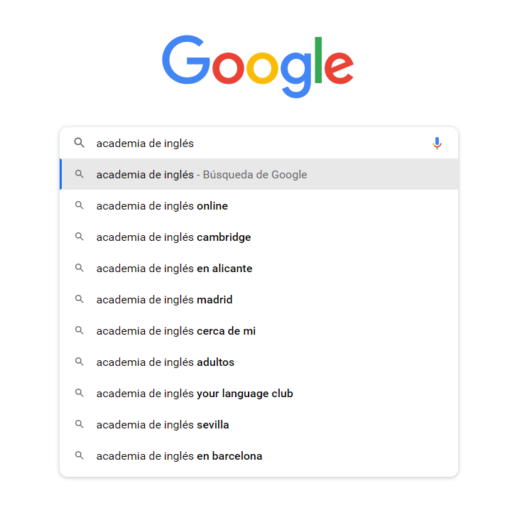 Sugerencias de keywords en el buscador de Google